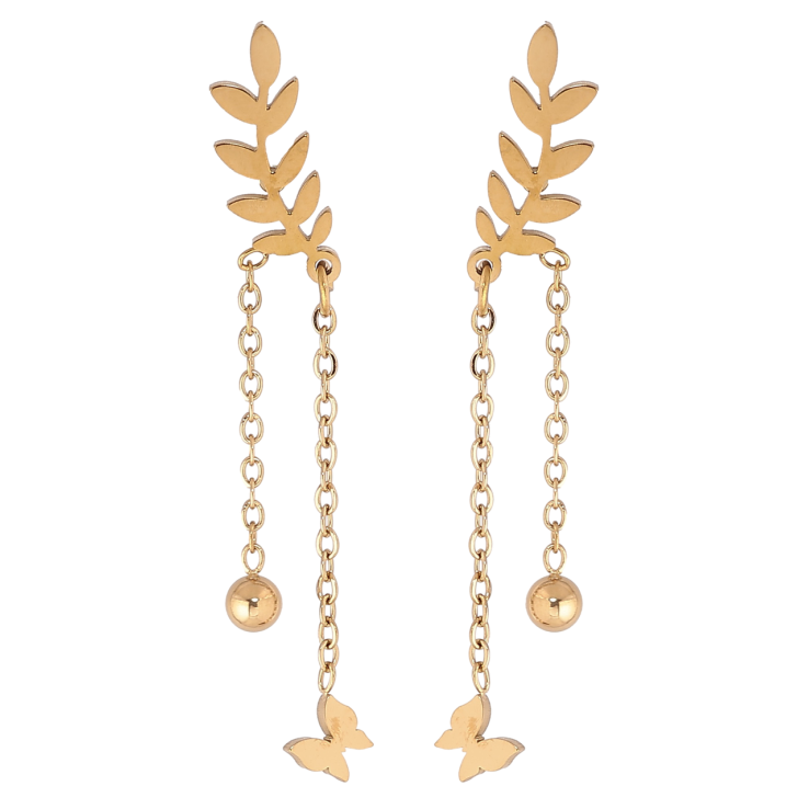 Сережки Xuping TTM Stainless Steel колір 14К пусети «Гілочки з підвісками» фото №6