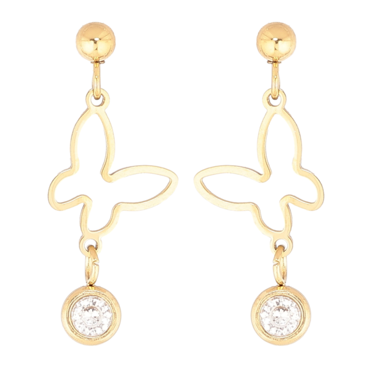 Сережки Xuping TTM Stainless Steel колір 14К пусети «Метелики» фото №9