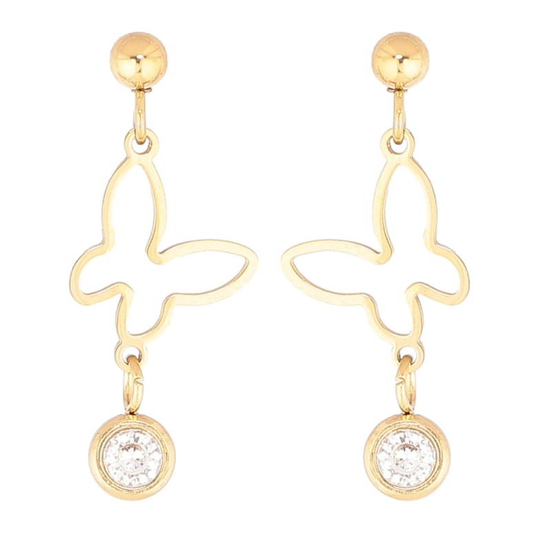 Сережки Xuping TTM Stainless Steel колір 14К пусети «Метелики» фото №1