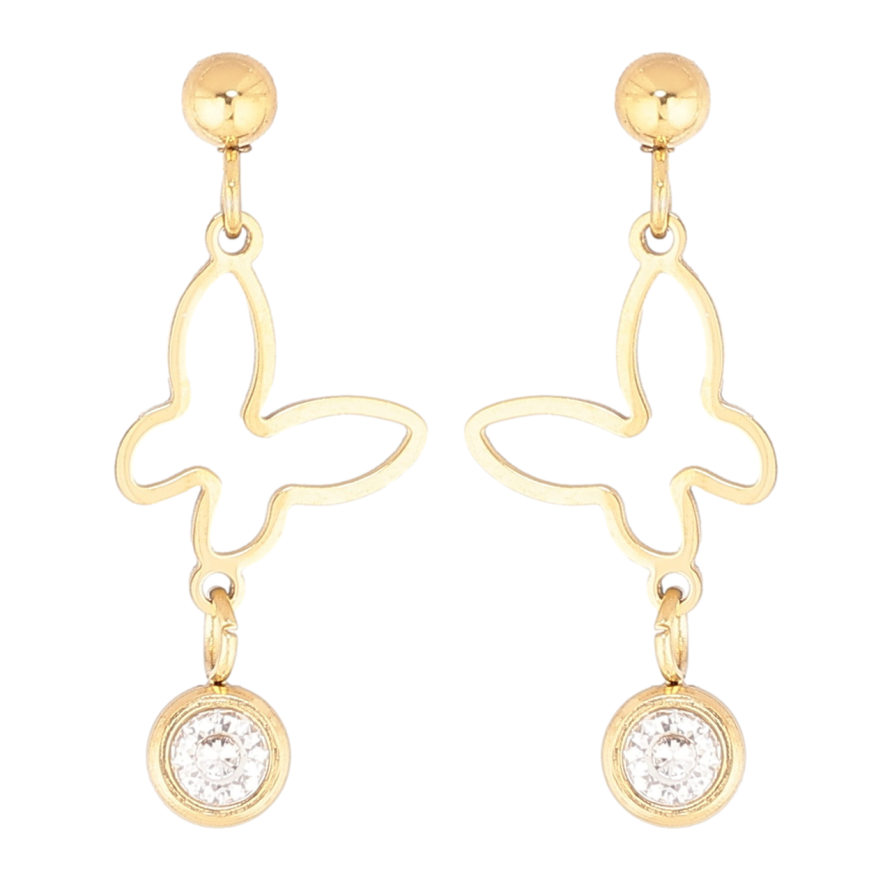 Сережки Xuping TTM Stainless Steel колір 14К пусети «Метелики» фото №1