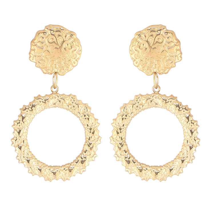 Сережки Xuping TTM Stainless Steel колір 14К пусети «Круглі підвіски» фото №12