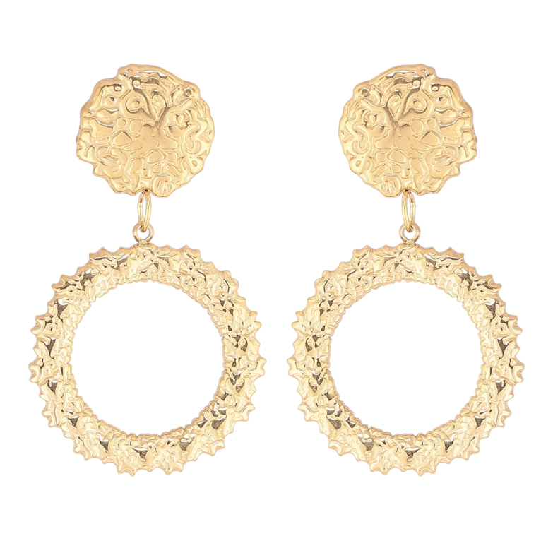 Сережки Xuping TTM Stainless Steel колір 14К пусети «Круглі підвіски» фото №1