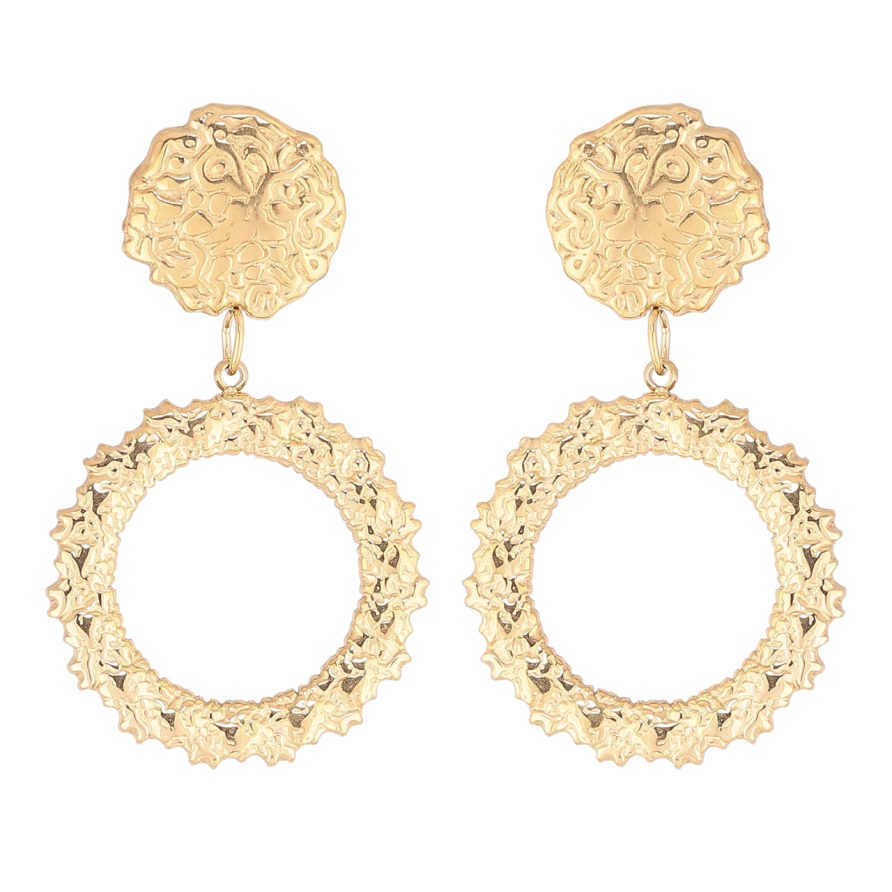 Сережки Xuping TTM Stainless Steel колір 14К пусети «Круглі підвіски» фото №1