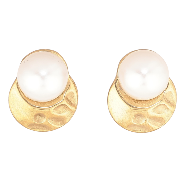 Серьги Xuping TTM Stainless Steel цвет 14К пусеты Жемчужные бусины с декоративным узором фото №1