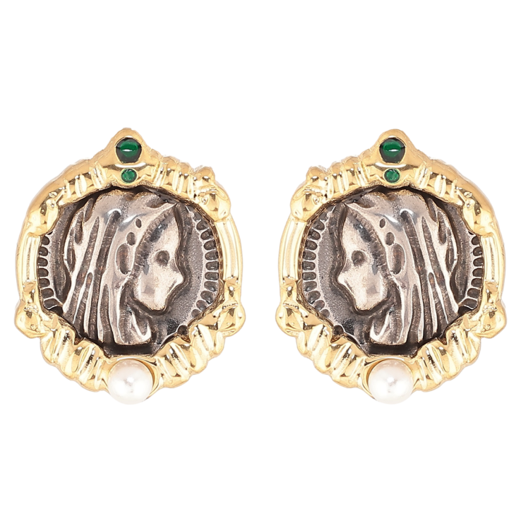 Сережки Xuping TTM Stainless Steel колір 14К пусети «Декоративний візерунок» фото №9