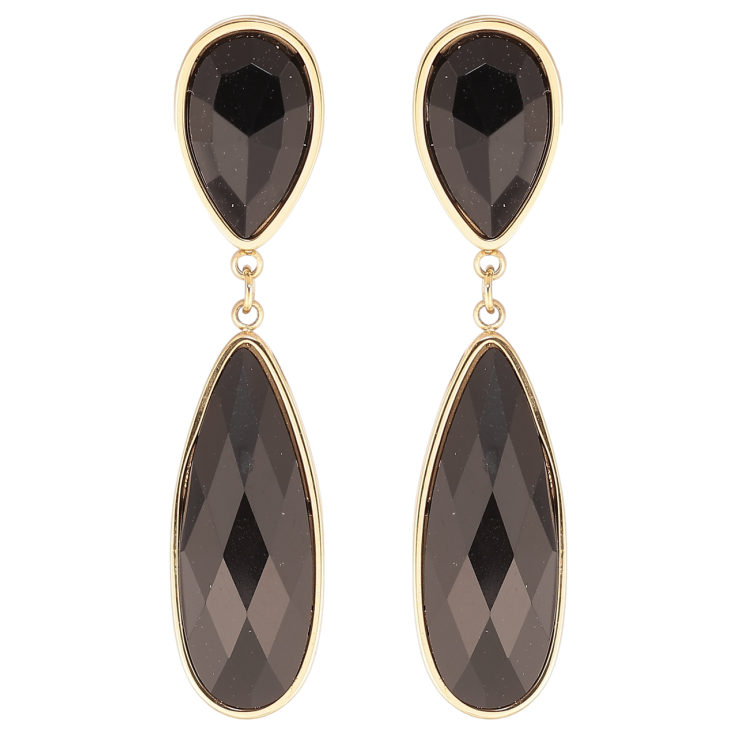 Сережки Xuping TTM Stainless Steel колір 14К пусети «Підвіски з чорними кристалами» фото №24