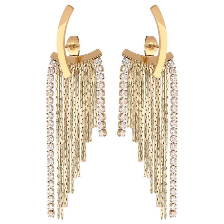 Сережки Xuping TTM Stainless Steel колір 14К пусети-джекети «Декоративні підвіски» фото №1 Сережки Xuping TTM Stainless Steel колір 14К пусети-джекети «Декоративні підвіски» фото №1