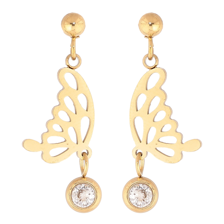 Сережки Xuping TTM Stainless Steel колір 14К пусети «Метелики» фото №8