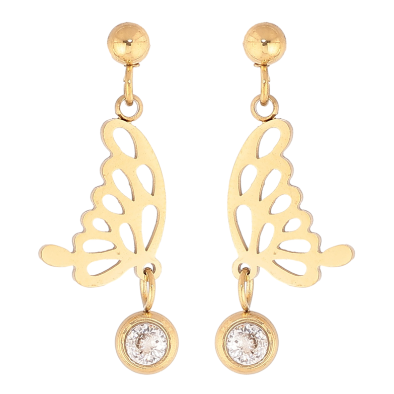 Сережки Xuping TTM Stainless Steel колір 14К пусети «Метелики» фото №1