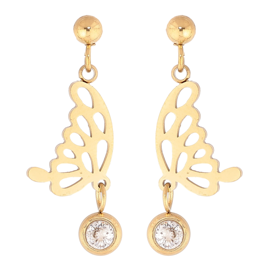 Сережки Xuping TTM Stainless Steel колір 14К пусети «Метелики» фото №1