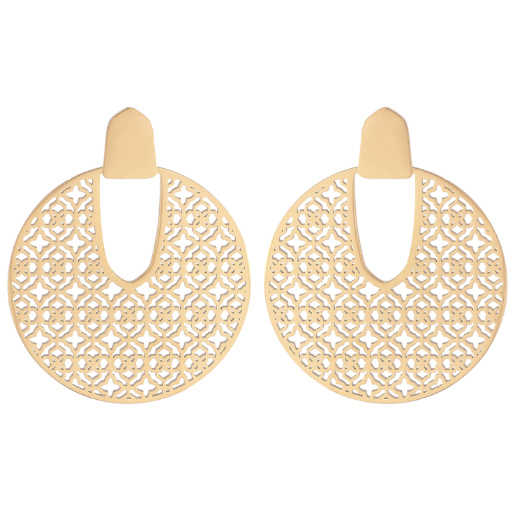 Сережки Xuping TTM Stainless Steel колір 14К пусети «Різьблені кола» фото №23