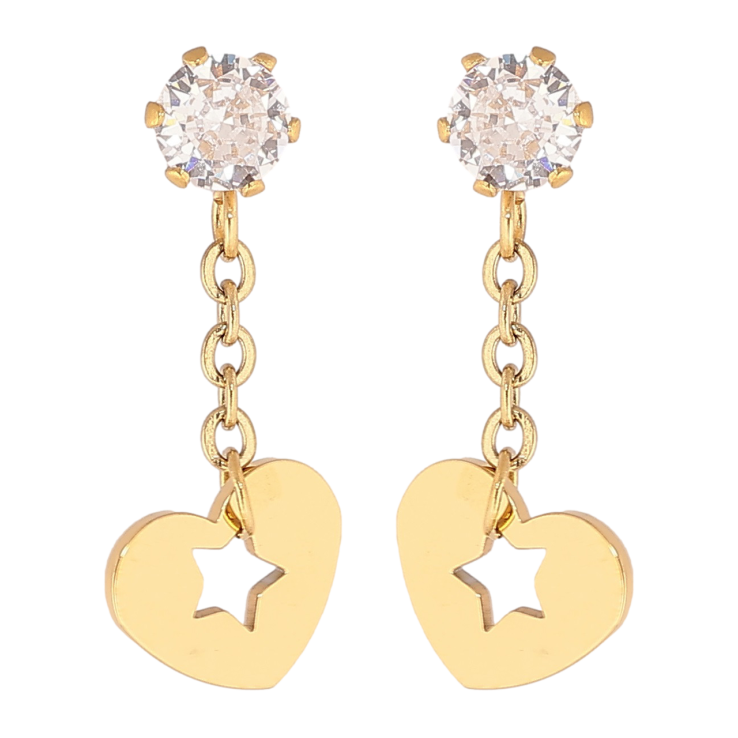 Сережки Xuping TTM Stainless Steel колір 14К пусети «Підвіски з сердечками» фото №25