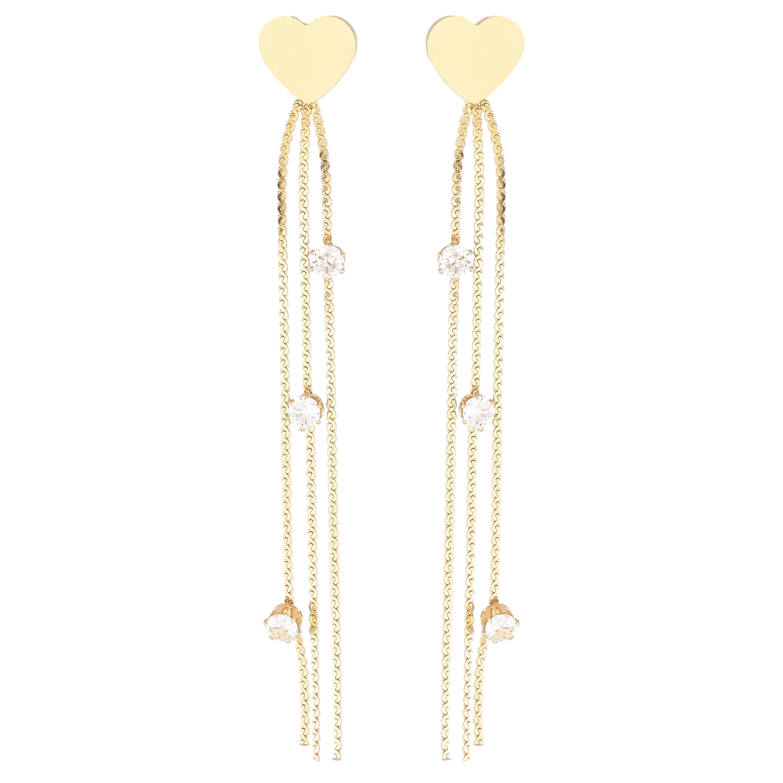 Серьги Xuping TTM Stainless Steel цвет 14К пусеты Сердечки с подвесками фото №1