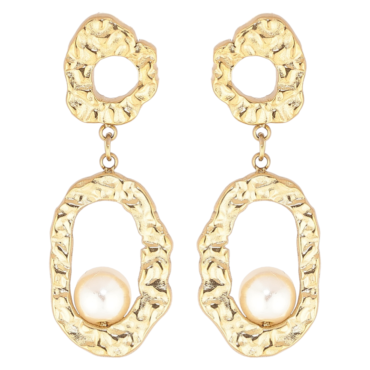 Сережки Xuping TTM Stainless Steel колір 14К пусети «Декоративні підвіски з перлинами» фото №2