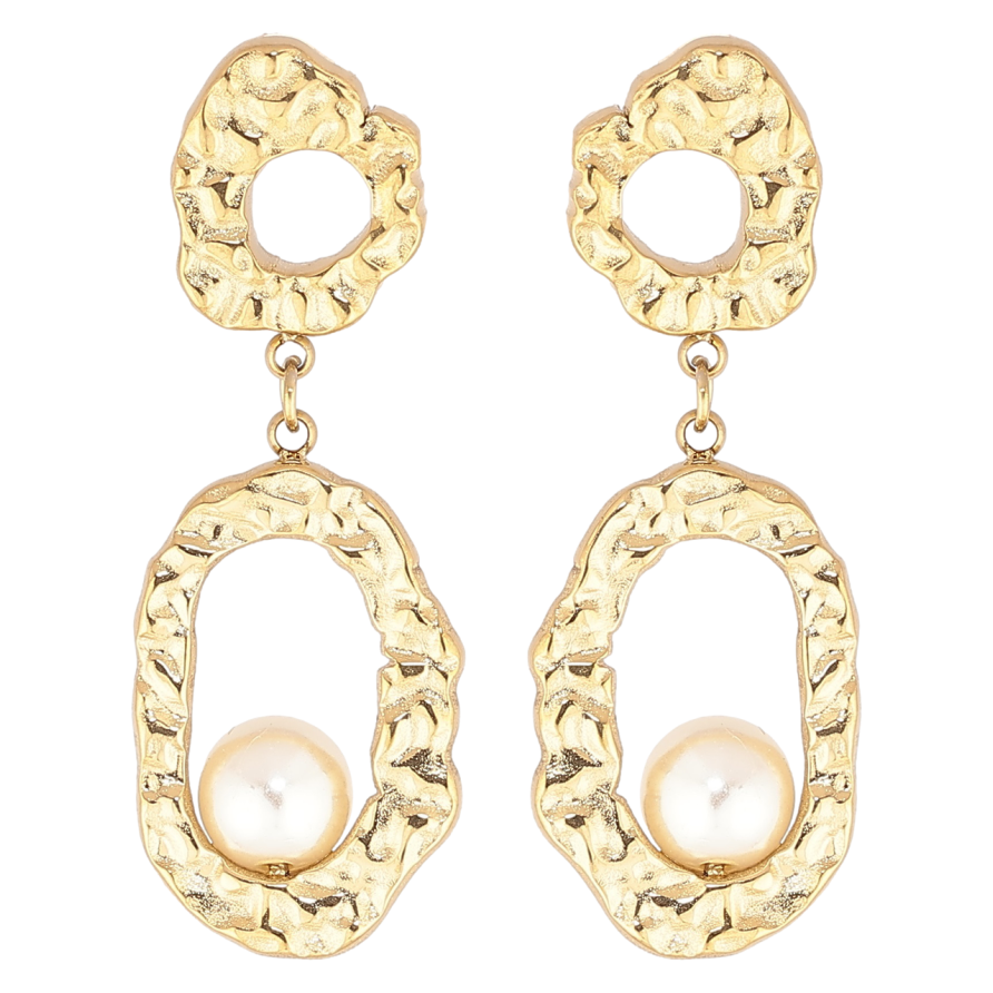 Сережки Xuping TTM Stainless Steel колір 14К пусети «Декоративні підвіски з перлинами» фото №1