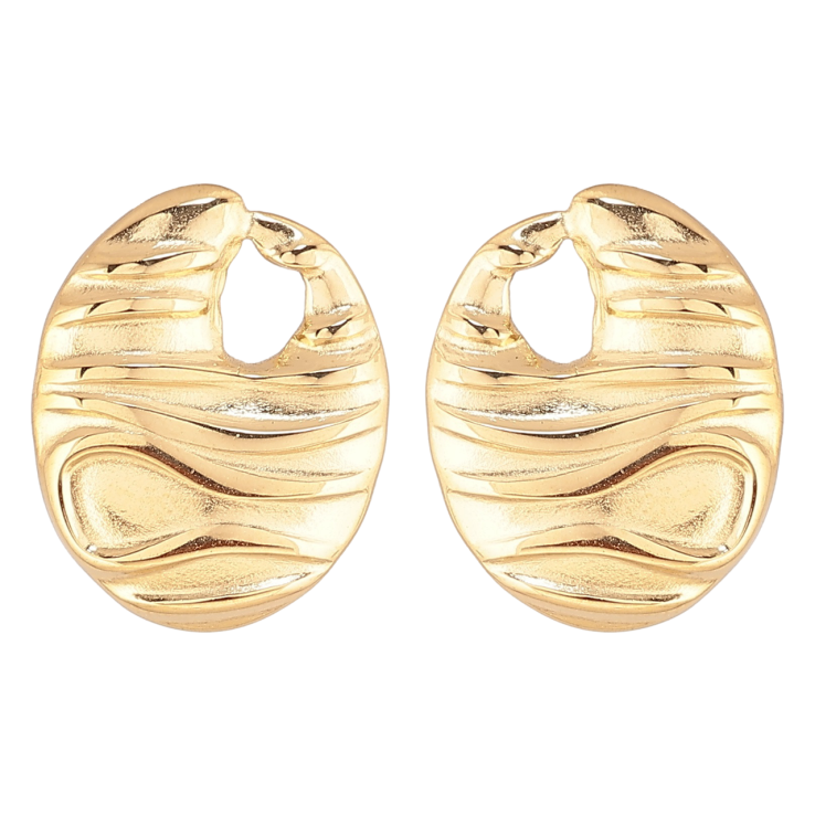 Сережки Xuping TTM Stainless Steel колір 14К пусети «Декоративні овали» фото №3