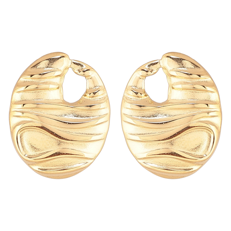 Сережки Xuping TTM Stainless Steel колір 14К пусети «Декоративні овали» фото №1