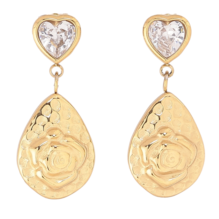 Сережки Xuping TTM Stainless Steel колір 14К пусети «Підвіски з квітковим візерунком» фото №3