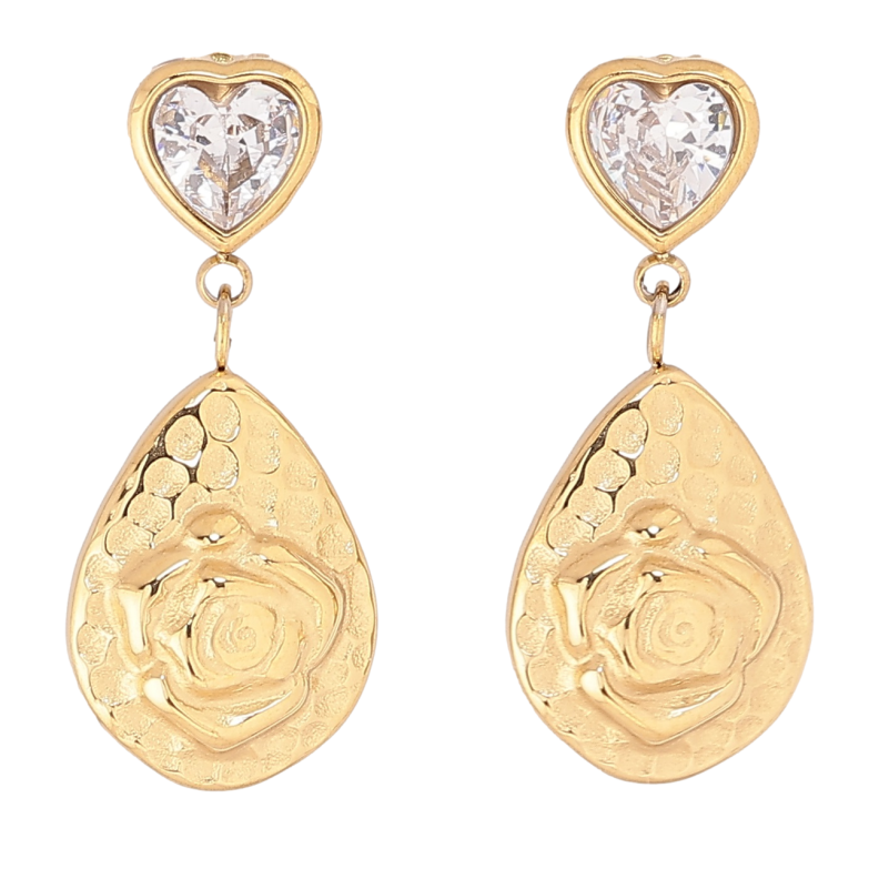 Сережки Xuping TTM Stainless Steel колір 14К пусети «Підвіски з квітковим візерунком» фото №1