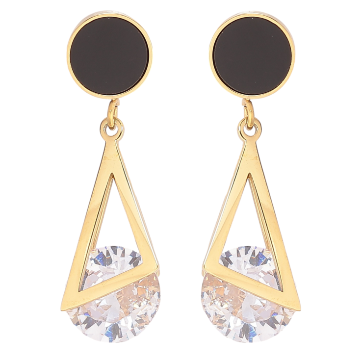 Серьги Xuping TTM Stainless Steel цвет 14К пусеты Кристальные подвески фото №21