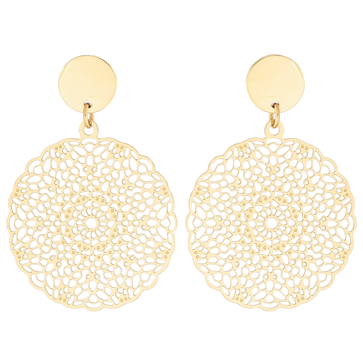 Сережки Xuping TTM Stainless Steel колір 14К пусети «Ажурні підвіски» фото №15