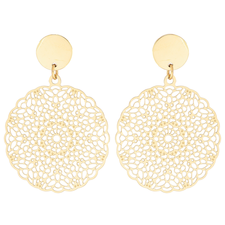 Сережки Xuping TTM Stainless Steel колір 14К пусети «Ажурні підвіски» фото №1