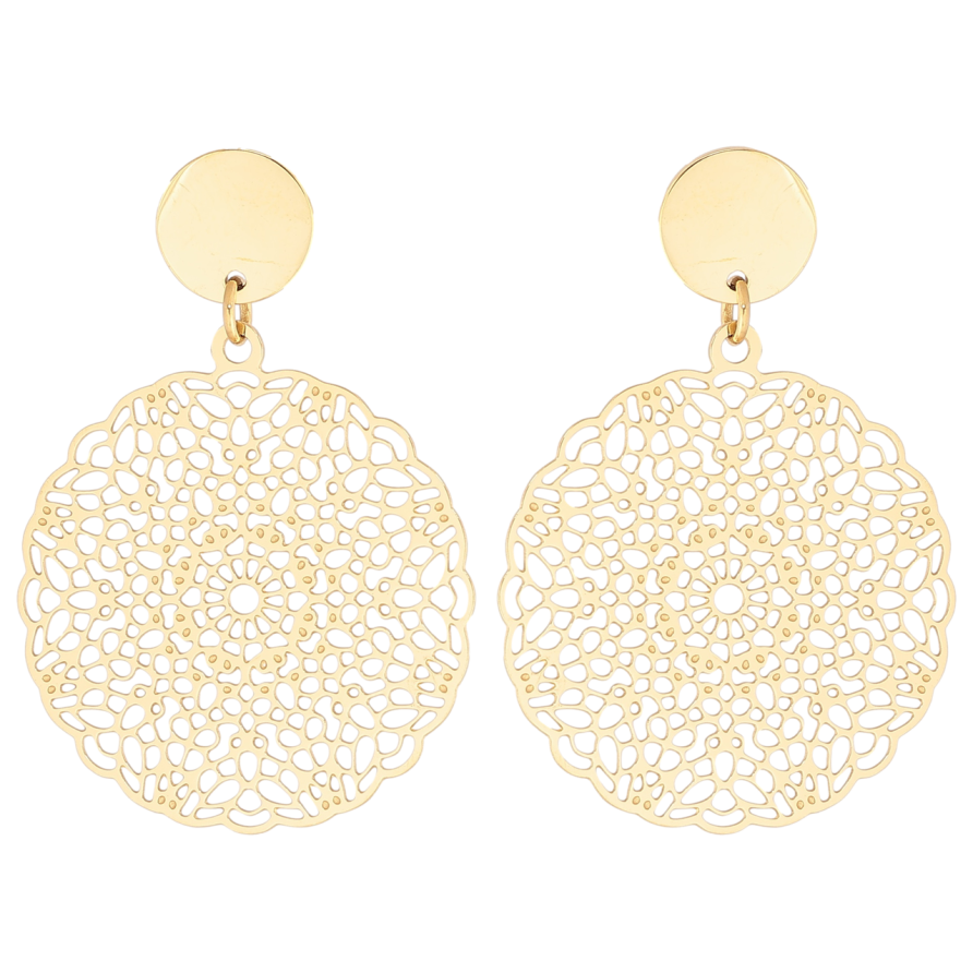 Сережки Xuping TTM Stainless Steel колір 14К пусети «Ажурні підвіски» фото №1