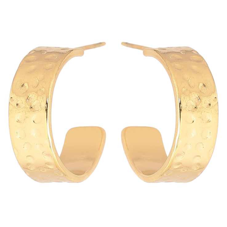 Сережки Xuping TTM Stainless Steel колір 14К пусети «Широкі дуги з візерунком» фото №13