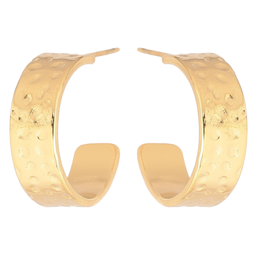 Сережки Xuping TTM Stainless Steel колір 14К пусети «Широкі дуги з візерунком» фото №1