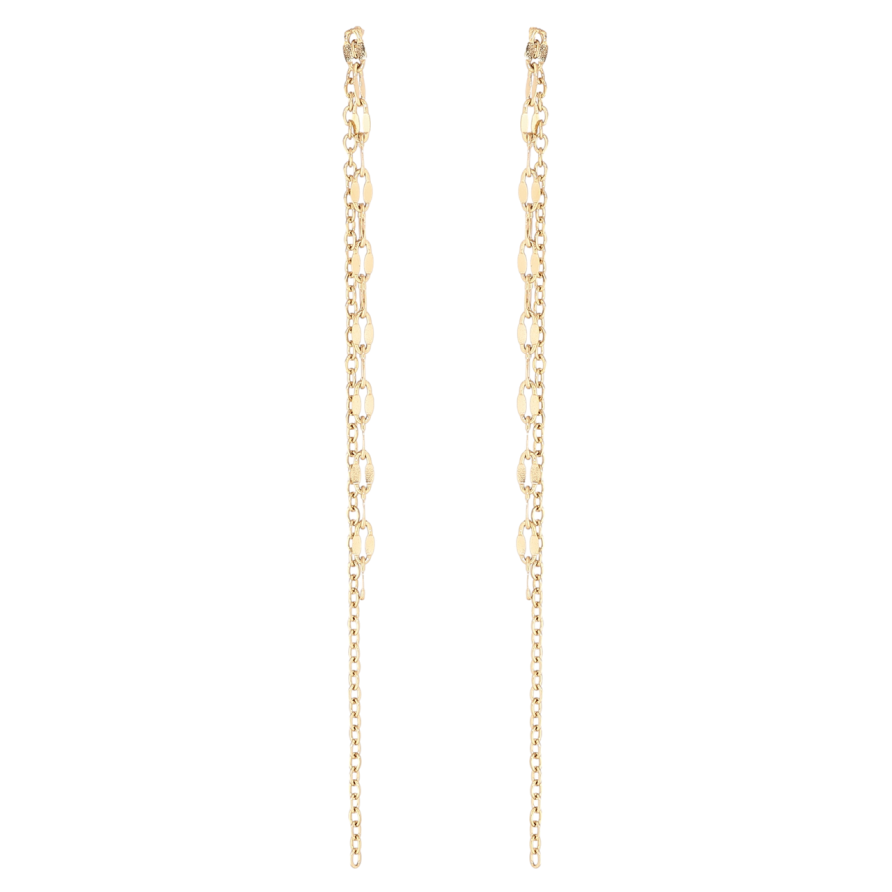 Сережки Xuping TTM Stainless Steel колір 14К пусети «Підвіски з ланцюжків» фото №1