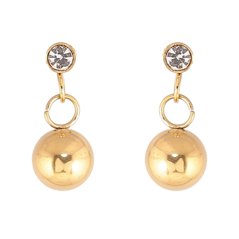 Сережки Xuping TTM Stainless Steel колір 14К пусети «Підвіски з кульками» фото №1