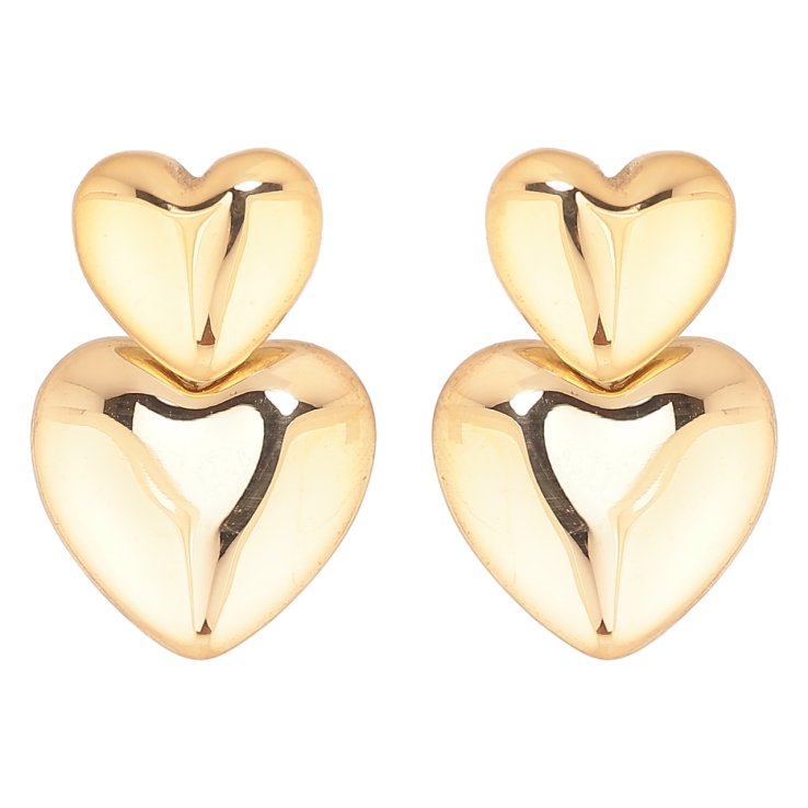 Сережки Xuping TTM Stainless Steel колір 14К пусети «Сердечка» фото №17