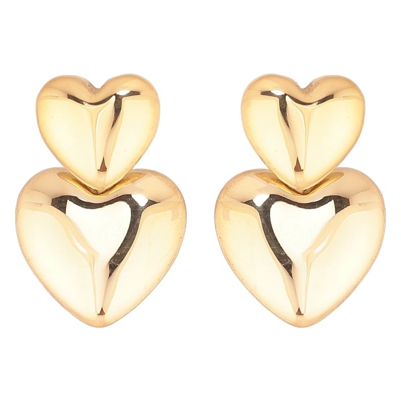 Серьги Xuping TTM Stainless Steel цвет 14К пусеты Сердечки фото №3