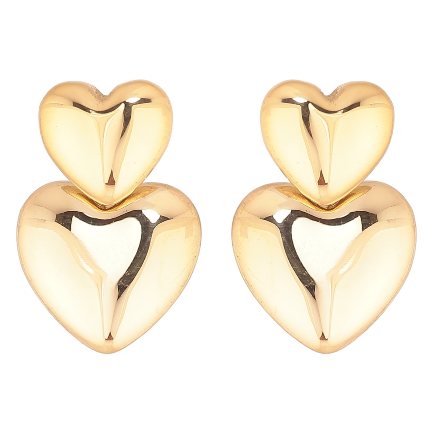 Серьги Xuping TTM Stainless Steel цвет 14К пусеты Сердечки фото №1