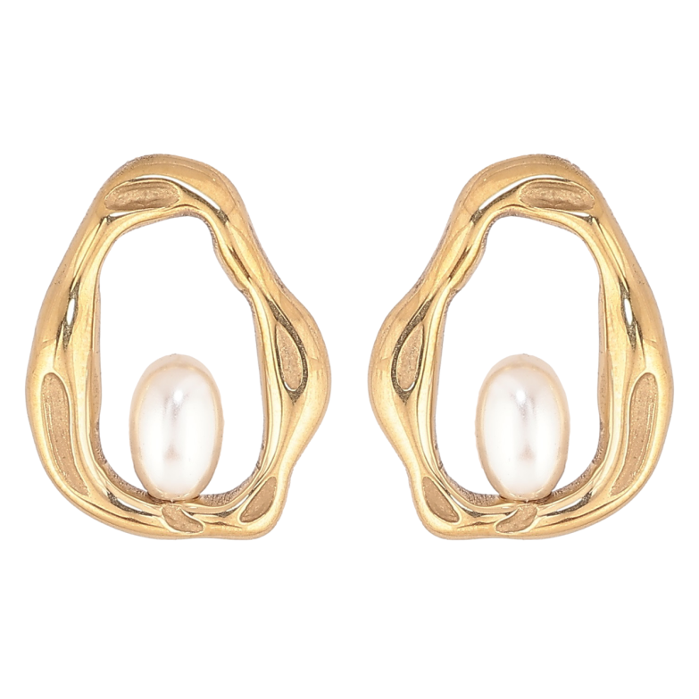 Сережки Xuping TTM Stainless Steel колір 14К пусети «Авангард» фото №2