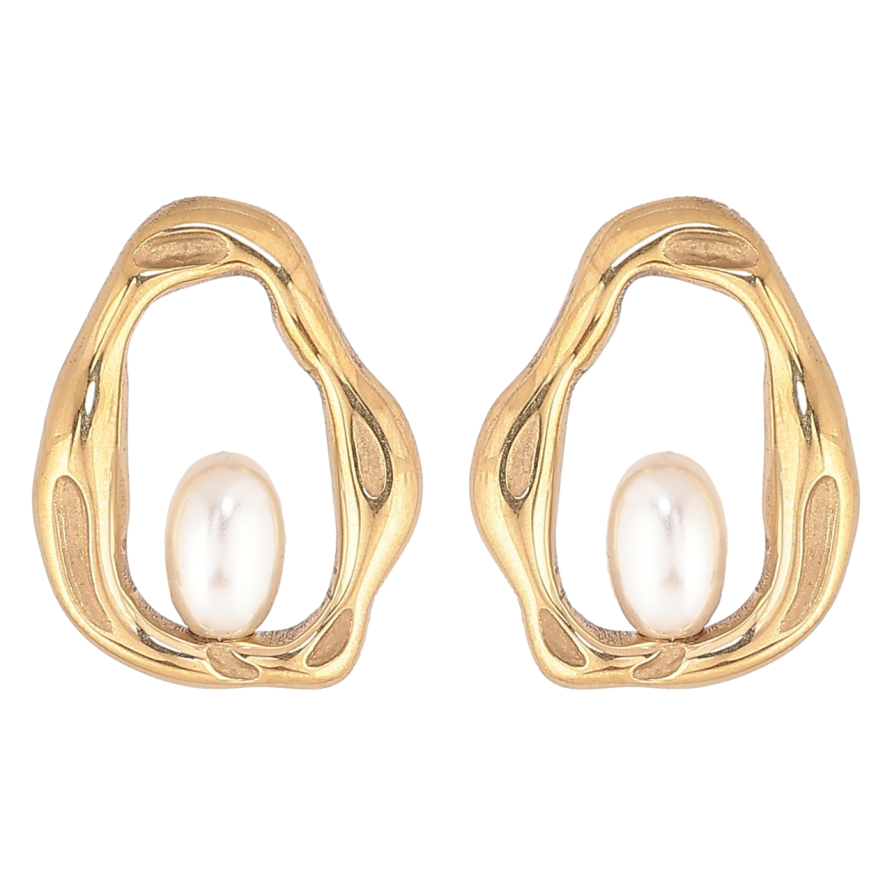 Сережки Xuping TTM Stainless Steel колір 14К пусети «Авангард» фото №1