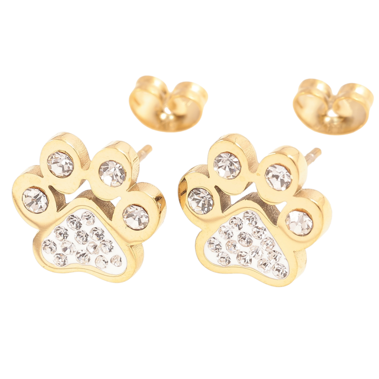 Сережки Xuping TTM Stainless Steel колір 14К пусети «Лапки з цирконієм» фото №1
