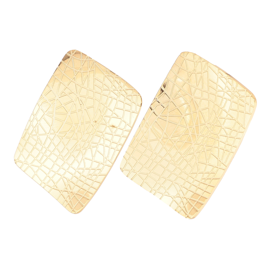 Сережки Xuping TTM Stainless Steel колір 14К пусети «Прямокутники з візерунком» на один бік фото №1