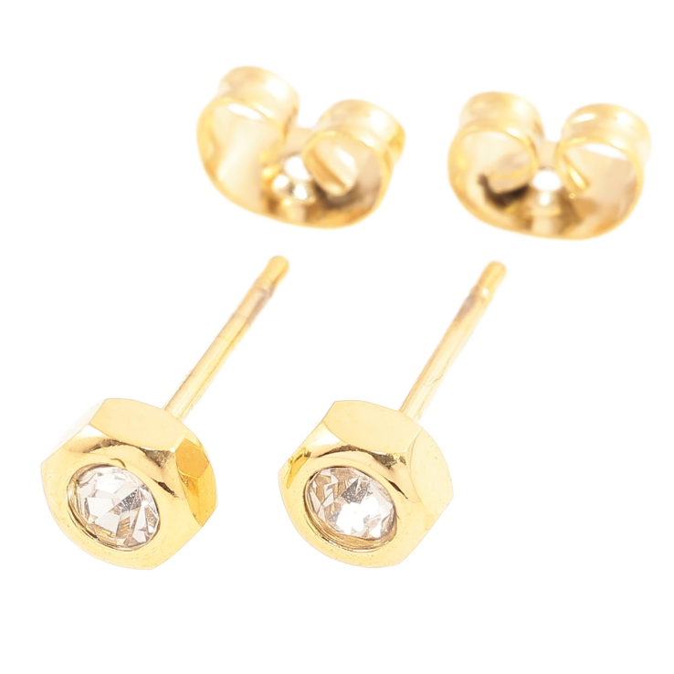 Сережки Xuping TTM Stainless Steel колір 14К пусети «Гайки з кристалами» фото №14