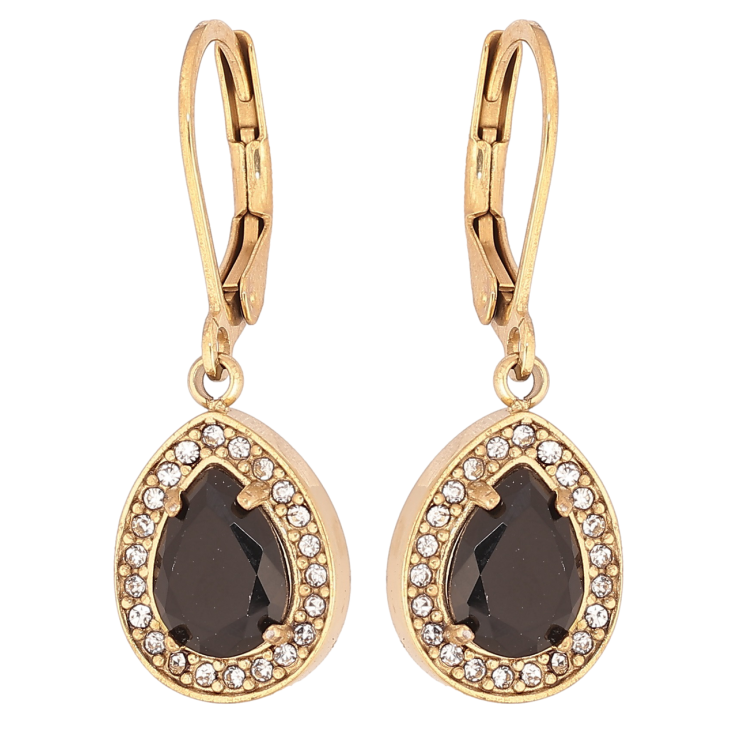 Сережки Xuping TTM Stainless Steel колір 14К французький замок «Крапельки з чорними кристалами та цирконієм» фото №14