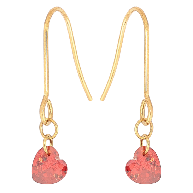 Сережки Xuping TTM Stainless Steel колір 14К французький замок «Червоні кришталеві сердечка» фото №7