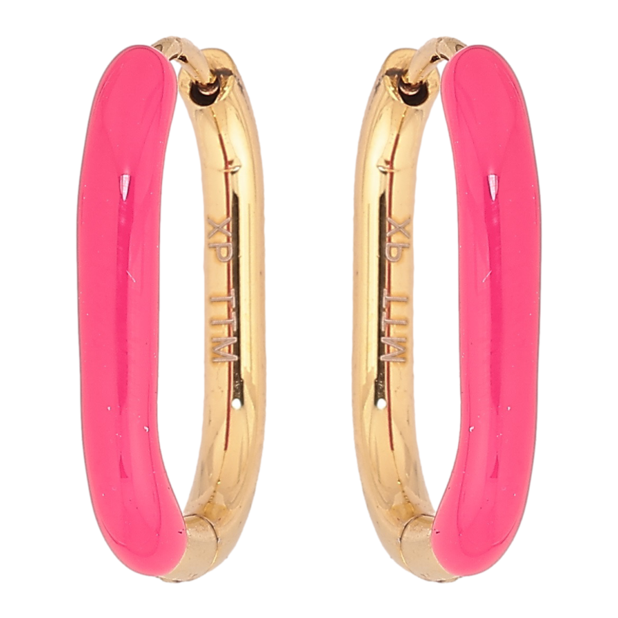 Серьги Xuping TTM Stainless Steel цвет 14К колечки Покраска розовой эмалью фото №1