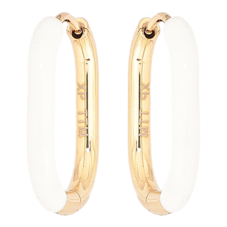 Сережки Xuping TTM Stainless Steel колір 14К колечка «Пофарбовані білою емаллю» фото №1