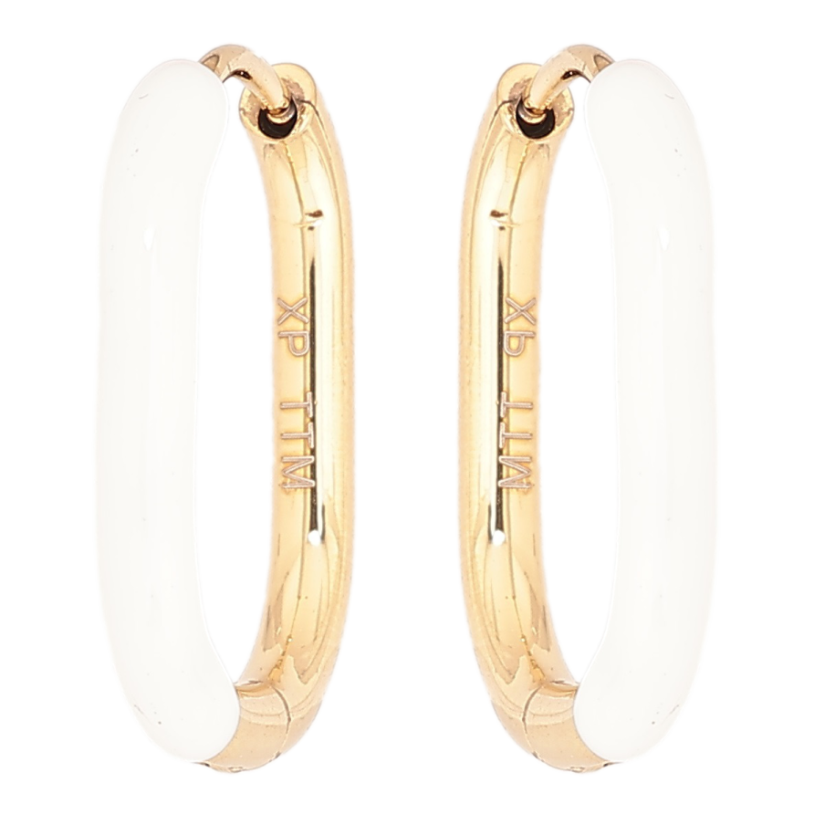 Сережки Xuping TTM Stainless Steel колір 14К колечка «Пофарбовані білою емаллю» фото №1