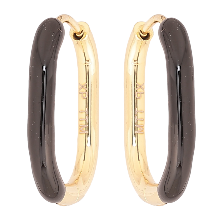 Серьги Xuping TTM Stainless Steel цвет 14К колечки Покраска черной эмалью фото №2