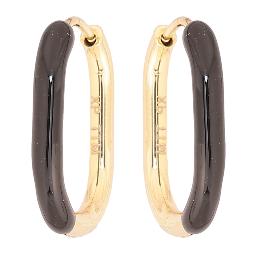 Сережки Xuping TTM Stainless Steel колір 14К колечка «Пофарбовані чорною емаллю» фото №1