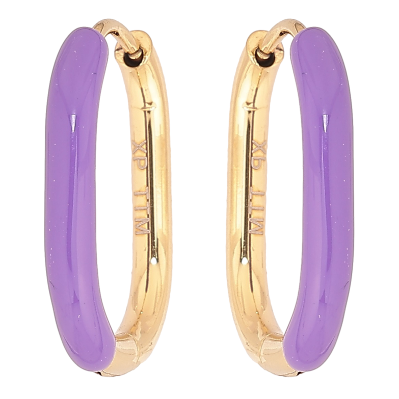 Серьги Xuping TTM Stainless Steel цвет 14К колечки Покраска сиреневой эмалью фото №1