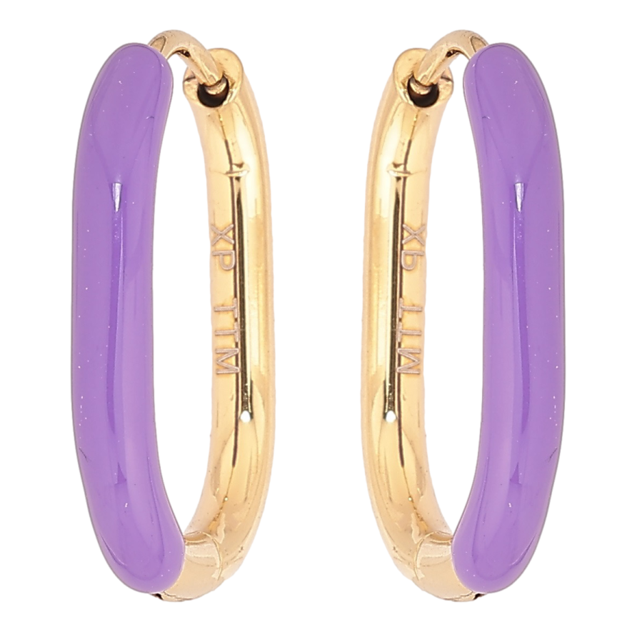 Серьги Xuping TTM Stainless Steel цвет 14К колечки Покраска сиреневой эмалью фото №1