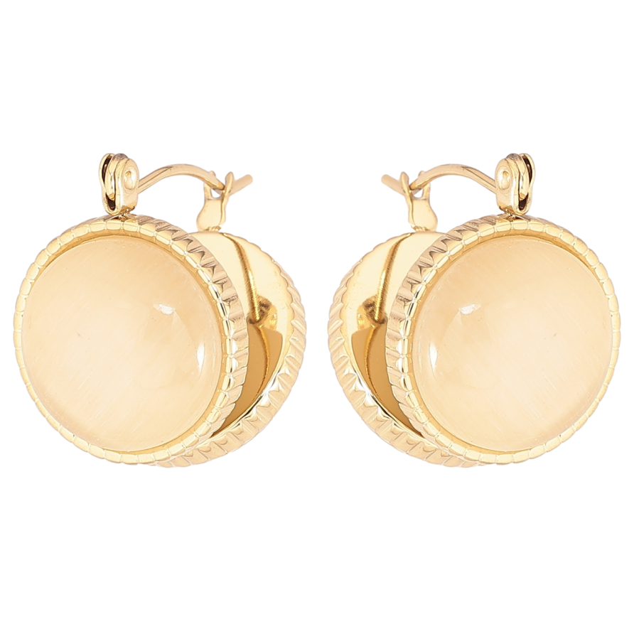 Серьги Xuping TTM Stainless Steel цвет 14К замок-булавка Вставки Кошачий глаз фото №1