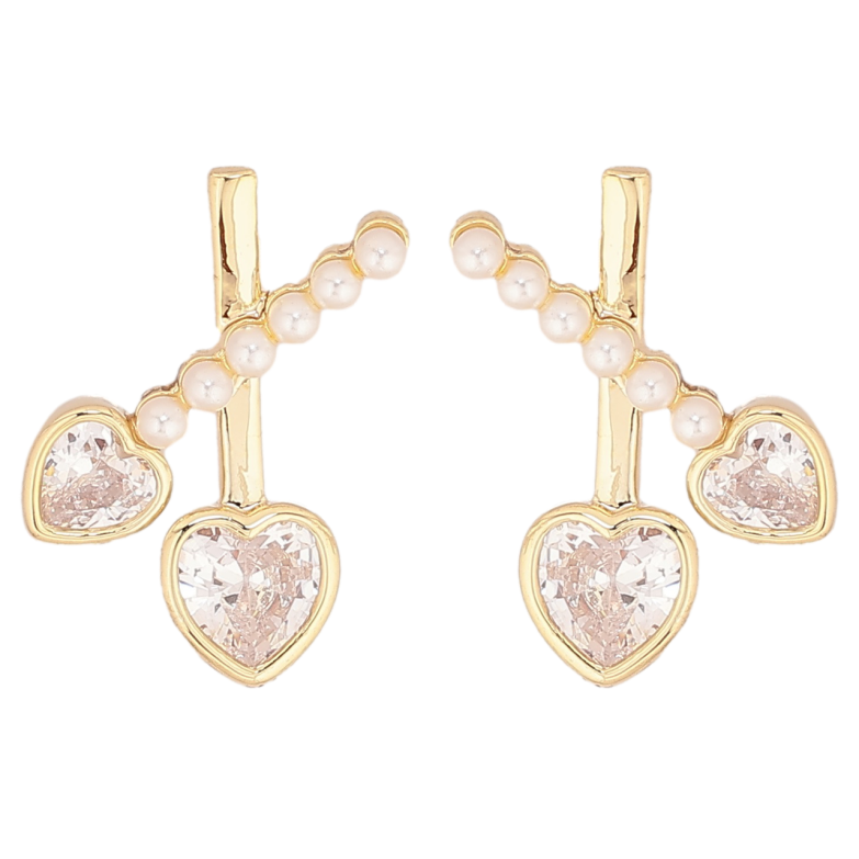 Серьги Xuping Позолота 14K пусеты Узор с кристальными сердечками фото №6